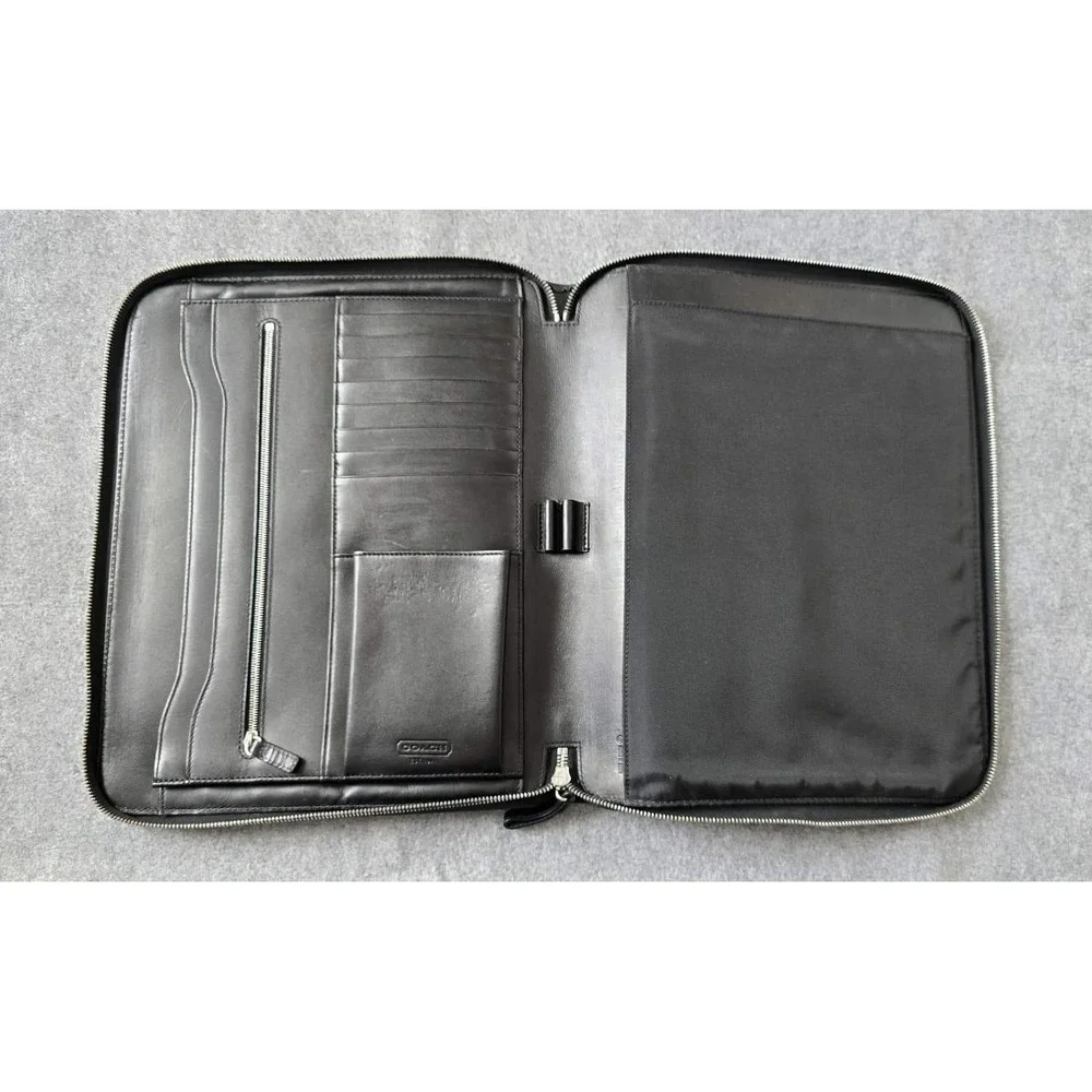 Vintage Coach Legacy Document Padfolio Organizer Black Leather Zip Around VGUC